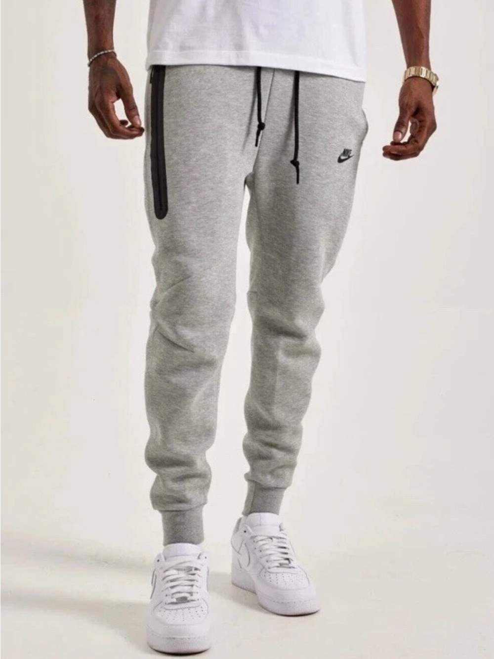 Nike Tech Fleece Mens Size Small Grey Black Jogger Pants Sweatpants EUC